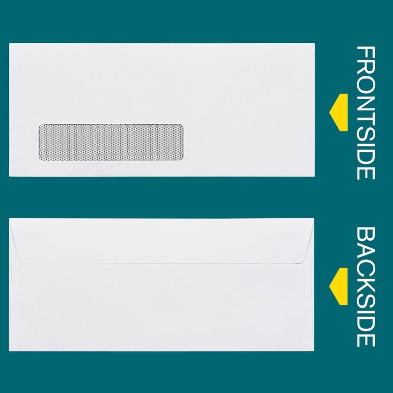 EnDoc #10 Window Envelopes Self Seal - 80/pack Peel & Seal Closure, Security Tinted Envelopes for Quickbooks Invoices & Business Statements - Letter Size 4-1/8 x 9-1/2 inch 24lb Paper - Image 2